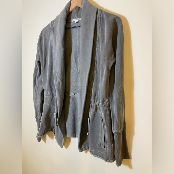 Standard James Perse Cardigan Women 1 Gray Open Front Jacket Shawl Collar - Picture 3 of 10